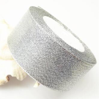 40/50mm 1-1/2 "2" 5 Meter Goud En Zilver Metallic Glitter Lint Kleurrijke pakket linten zilver / 40mm