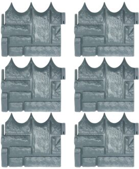 40 #6 Stuks Tuin Hek Rand Cobbled Steen Effect Plastic Gazon Rand Plant Grens Decoraties Bloem Bed Grens Hekwerk grijs