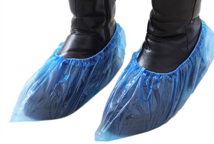 40 @ 100 Pcs Outdoor Mode Regen Laarzen Wegwerp Plastic Overschoenen Tapijt Overschoenen Elastische Beschermende Woningen Overschoenen blauw