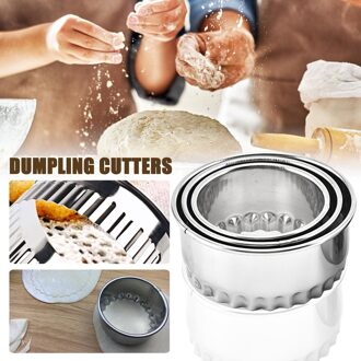 40 @ 3 Stks/set Rvs Ronde Dumplings Mallen Cutter Maker Cookie Cake Gebak Wrapper Deeg Snijden Keuken Gadget
