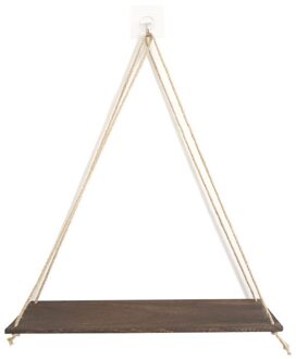 40 @ Premium Hout Swing Opknoping Touw Wandmontage Drijvende Planken Plant Bloem Pot Kamer Organizer Muur Plank Badkamer Accessoires bruin