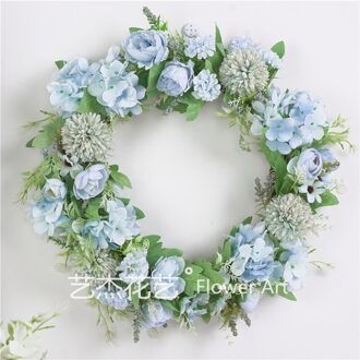 40 Cm Kunstmatige Krans Opknoping Deur Bruiloft Decoratieve Krans Fotografie Prop Window Home Decoratie Bloemen Kerstkrans meer blauw