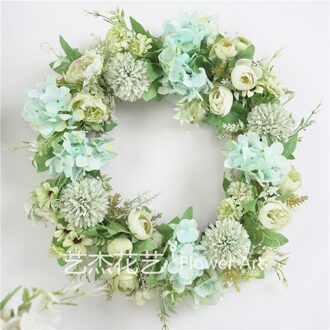 40 Cm Kunstmatige Krans Opknoping Deur Bruiloft Decoratieve Krans Fotografie Prop Window Home Decoratie Bloemen Kerstkrans wit groen