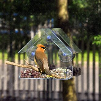 40 # Creatieve Venster Vogel Feeders Clear Glas Venster Bekijken Vogelvoer Hotel Tafel Pinda Opknoping Zuig Voor Pet vogels