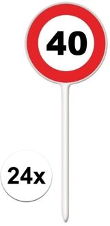 40 jaar feest versiering cocktailprikkers - 24x stuks - Leeftijd verjaardag - hapjes prikkers