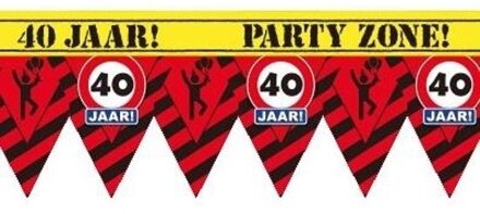 40 jaar party tape/markeerlint waarschuwing 12 m versiering Multi