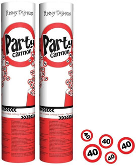 40 jaar verjaardag Confetti shooters/kanon - 2x stuks - feestartikelen - versiering - papier - 20 cm