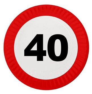 40 jaar verjaardag feestbordjes - stopbord - 16x stuks - dia 23 cm - feestartikelen