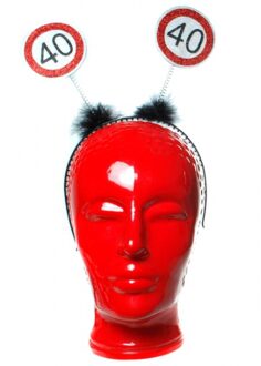 40 jaar verjaardag haarband met verkeersborden print - kunststof - volwassenen Multi