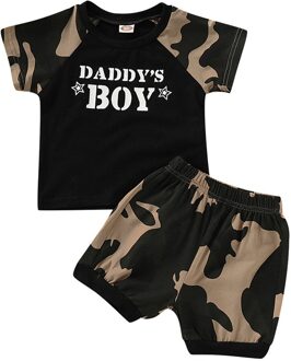 40 # Kleding Voor Jongens Meisje Kid Korte Mouw Brief Camouflage Gedrukt Tops T-shirt + Shorts Outfits Set Kinderen kleding Одежда 4T