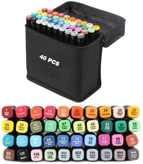 40 Kleuren Dubbele-Tip Borstel Art Verf Tekening Marker Pen Aquarel Pen Schets Schilderen Studenten Art Supplies