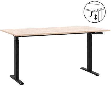 40% korting - Leen Bakker - Bureau Homeworx Zit/sta Handmatig Verstelbaar - Eikenkleur/zwart - 75/118x160x80 Cm - Metaal/Hout - Beige