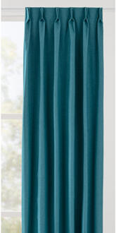 40% korting - Leen Bakker - Gordijnstof Vince - Petrol - Polyester - Blauw - B150 Cm