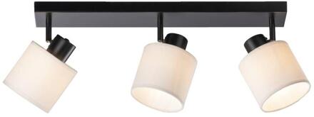 40% korting - Leen Bakker - Spot 3-lichts Amani - Zwart/off-white - E27 - Metaal - Zwart#Beige - 65x14x18.5 Cm