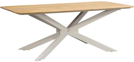 40% korting - Leen Bakker - Tuintafel Perpignan - Zand - 75x200x100 Cm - Aluminium/Teakhout - Beige