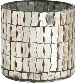 40% korting - Leen Bakker - Waxinelichthouder Spiegel 11xØ11 Cm - Glas - Bruin