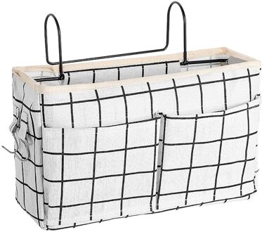40 # Nachtkastje Bed Plank Zakken Gadget Opslag Houder Boek Snacks Organisator Couch Opknoping Tas Voor Bed Woonkamer Badkamer wit