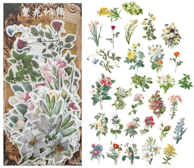 40 pcs /Bag Blooming Flowers Sticker Washi Stickers DIY Phone Hand Account Decor