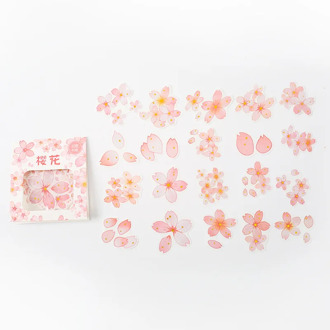 40 pcs/ Bag Pink Sakura Flowers Diary Decorative Stickers DIY Sealing Paste Stick Label