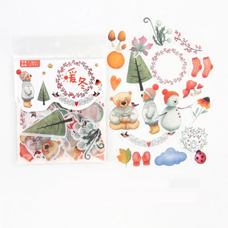40 pcs /Bag Warm Winter Bear Snow Decorative Stickers Album Diary Hand Account Decor
