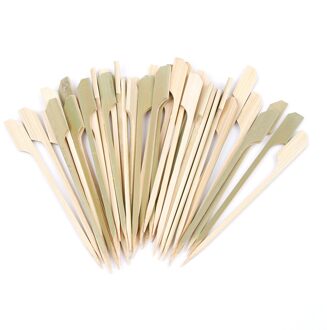 40 Pcs Bamboe Spiesjes Peddel Sticks Voor Barbeque Fruit Tandenstokers Feestartikelen Outdoor Gereedschap Thuis Diy Handgemaakte Barbecue Gereedschap