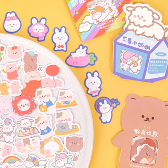 40 pcs Cream Rabbit and Cocoa Bear Series Journal Decorative Stickers Scrapbooking Stick Label Diary Stationery Album Stickers