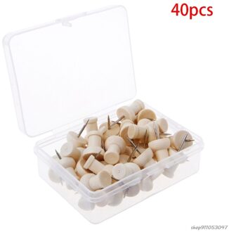 40 Pcs Houten Punaise Creatieve Decoratieve Tekening Push Pins Hout Hoofd Kantoor A5 21