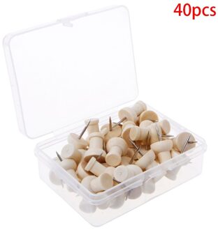 40 Pcs Houten Punaise Creatieve Decoratieve Tekening Push Pins Hout Hoofd Kantoor G88D