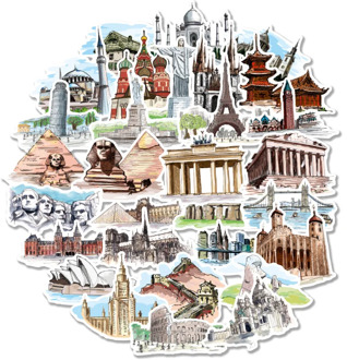 40 pcs/pack World Architecture Tourism PVC Stationery Stickers Scrapbooking DIY Diary Album Stick Label