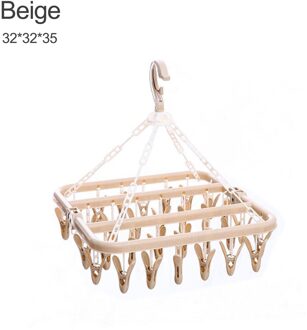 40 # Percheros Para Ropa Plastic Opvouwbare Clip Ruimtebesparend Indoor Sokken Droogrek Hangers Voor Kleding Вешалки Для Гардероба Beige