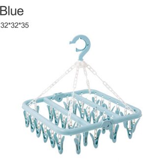 40 # Percheros Para Ropa Plastic Opvouwbare Clip Ruimtebesparend Indoor Sokken Droogrek Hangers Voor Kleding Вешалки Для Гардероба blauw