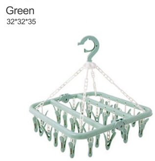 40 # Percheros Para Ropa Plastic Opvouwbare Clip Ruimtebesparend Indoor Sokken Droogrek Hangers Voor Kleding Вешалки Для Гардероба groen