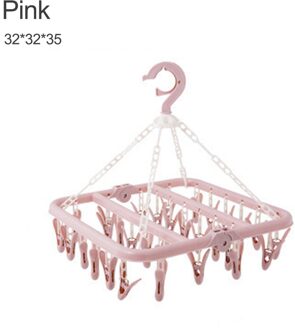 40 # Percheros Para Ropa Plastic Opvouwbare Clip Ruimtebesparend Indoor Sokken Droogrek Hangers Voor Kleding Вешалки Для Гардероба roze