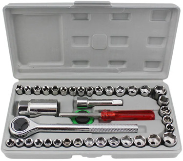 40 Piece Set Socket Wrench Set Universal Barrel Wrench Car Motorcycle Electric Tricycle Repair Tool Box Sleeve Wrench Set