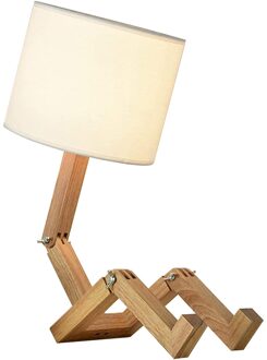 40 # Robot Vormige Woonkamer Flexibele Houten Base Led Tafellamp Werken Nordic Moderne Leren Voor Slaapkamer Interieur Decoratie