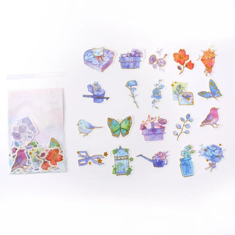40 Sheets /Pack Flower Garden Butterfly Birds Paper Diary Stickers Decorative Album Phone Decor