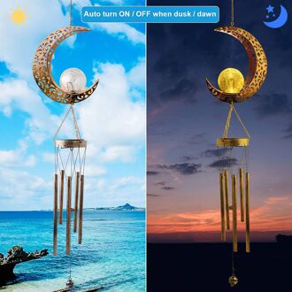40 # Smeedijzeren Hollow Moon Wind Chime Solar Led Light Outdoor Landschap Decoratie Thuis Opknoping Chimes Decoratie Accessoires