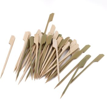 40 Stks/pak Bamboe Bbq Spiesjes Paddle Pick Cocktail Drink Stirrers Fruit Tandenstokers Party Benodigdheden Barbecue Grill Outdoor Gereedschap