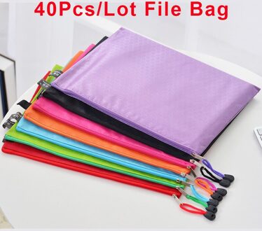 40 Stks/partij Waterdichte Rits Papieren Bestandsmap Boek Potlood Pen Case Bag Bestand Document Zakken Kantoor Student Supply