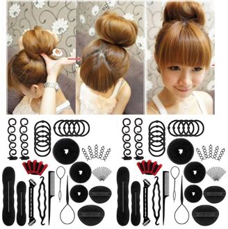 40 Stks/set Vrouwen Diy Haar Styling Accessoires Kit Magic Donut Bun Maker Haarspelden Banden Fast Twist Modellering Hairdress Braid Gereedschap