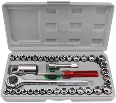 40 Stuk Set Dopsleutelreeks Universal Barrel Moersleutel Auto Motorfiets Elektrische Driewieler Reparatie Gereedschapskist Mouwen Wrench Set