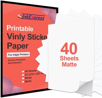 40 Vellen Pvc Vinyl Papier Stickers A4 Zelfklevend Papier Printable Vinyl Sticker Papier Voor Alle Inkjet Printer Waterdicht Label 20 Sheets