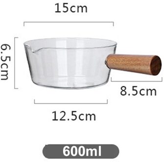 400/600Ml Clear Glas Houten Handvat Melk Pot Salade Kom Hittebestendig Huishoudelijke Keuken Gasfornuis Fornuis noodle Koken Pan