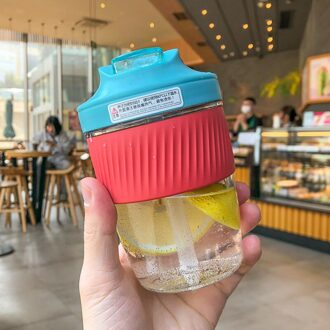 400/600Ml Creatieve Draagbare Plastic Beker Met Rietje Herbruikbare Plastic Beker Dubbele Stro Cup Siliconen Stro Sport Draagbare cup 400ml rood