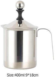 400/800Ml Roestvrijstalen Handleiding Melkopschuimer Cappuccino Melkschuim Opschuimen Koffie Pitcher Mesh Koffie Foamer Creamer 400ML