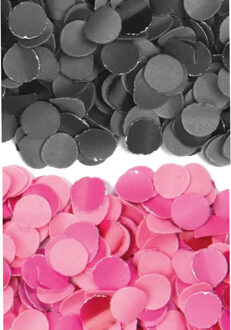 400 gram zwart en roze papier snippers confetti mix set feest versiering