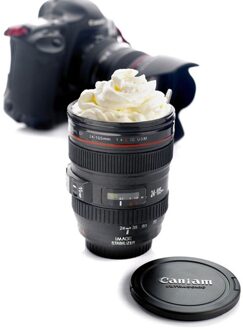 400 ml Koffie Lens Emulatie Camera Mok Bier Mok Wijn Met Deksel Zwart Plastic Cup & Caniam Logo Mokken cafe MOK-09