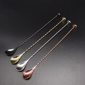 400 Mm Rvs Cocktail Bar Lepel Schroefdraad Roerstokje Koffie Cocktail Mojito Wijn Lepel Barman Tool