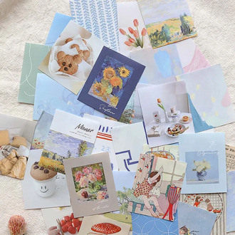 400 Pieces Of Non-repeating Butter Paper Material Paper Retro Oil Painting Cloud DIY Scrapbook Album Hand Made