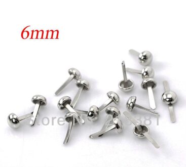 400 Stks Silver Tone Ronde Mini Brads Scrapbooking Versiering DIY Ambachten 6mm A00742